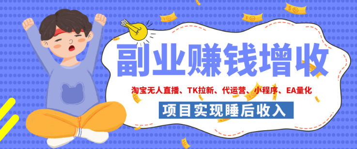 2026年多个真实落地副业项目，手把手带你搭建被动收入管道(淘宝无人直播、海外TK拉新、最新最全代运营、CSGO饰品交易、EA黄金量化、去水印小程序……)【揭秘】-龙大资源