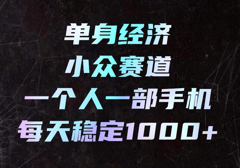 单身经济小众赛道,一个人一部手机,每天稳定1000+,长期可持续的赛道【揭秘】-龙大资源