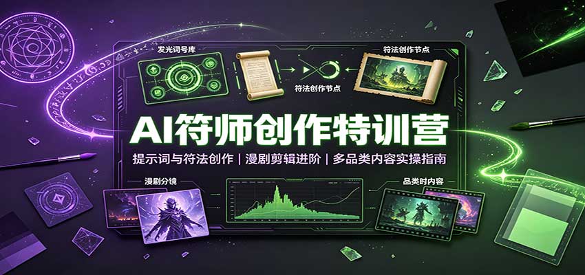 AI符师创作特训营:提示词与符法创作,漫剧剪辑进阶,多品类内容实操指南-龙大资源