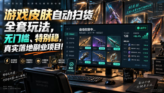 游戏皮肤自动扫货全套玩法，无门槛、特别稳，真实落地副业项目！【揭秘】-龙大资源