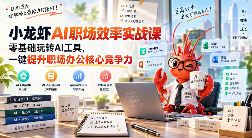 小龙虾AI职场效率实战课|零基础玩转AI工具,一键提升职场办公核心竞争力-龙大资源