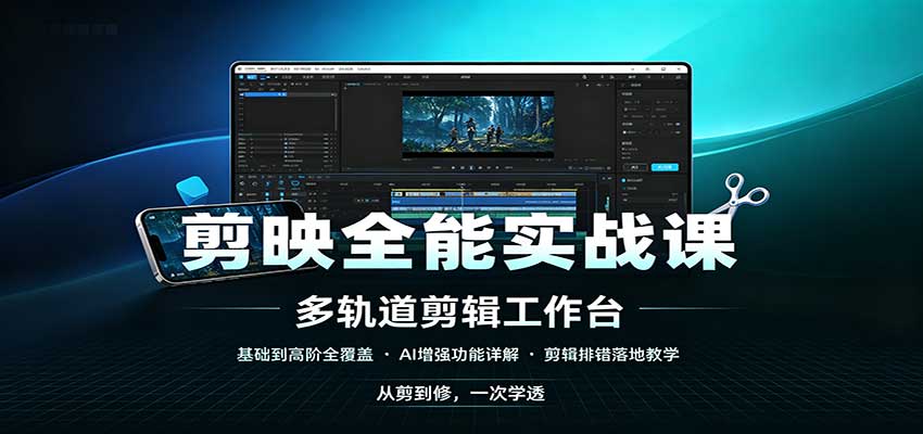 剪映全能实战课:基础到高阶全覆盖,AI增强功能,剪辑排错落地教学-龙大资源