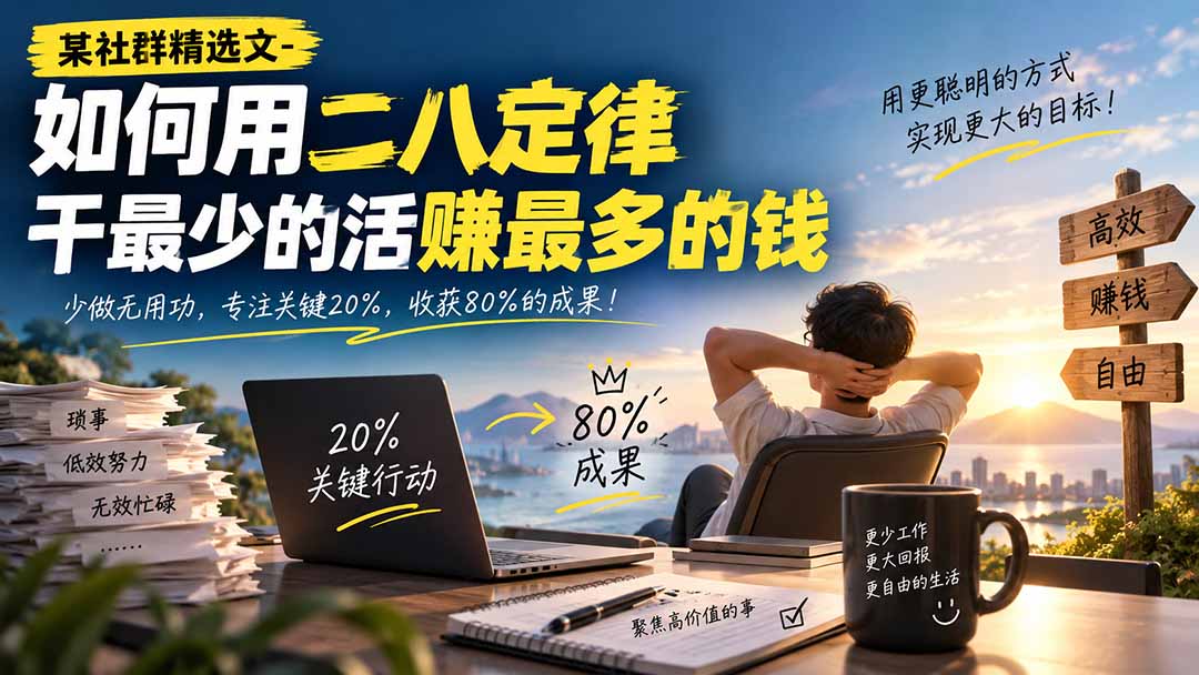 某社群精选文-如何用二八定律干最少的活赚最多的钱-龙大资源