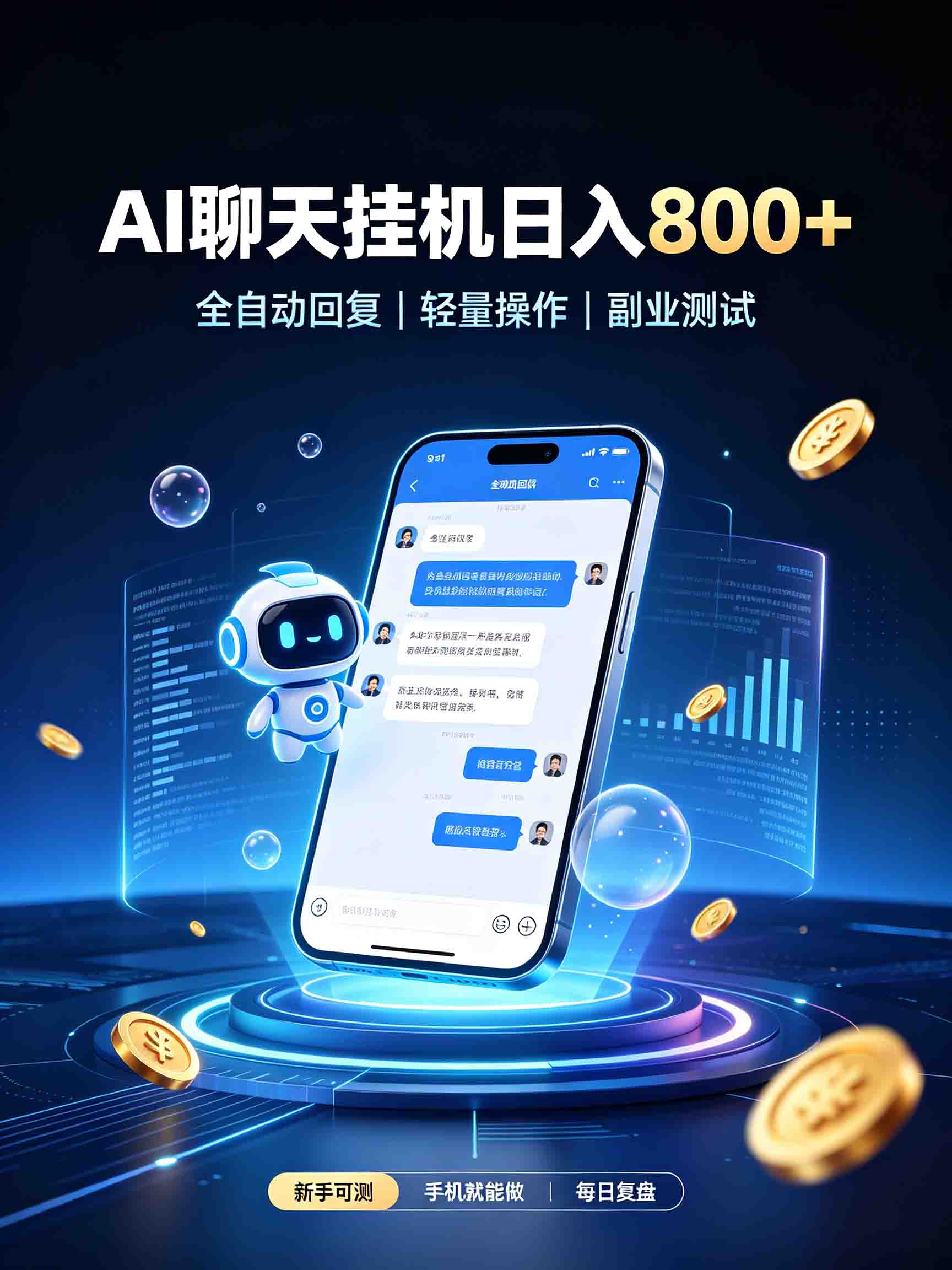 AI聊天挂机,日入800+,适用个人副业,工作室矩阵操作-龙大资源