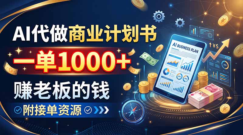 AI代做商业计划书，一单1000+，赚老板的钱，附接单资源-龙大资源