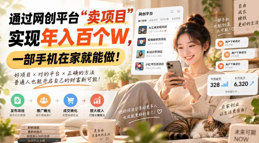 靠卖网创项目变现，一年拿下百万收益！一台手机就能操作！-龙大资源