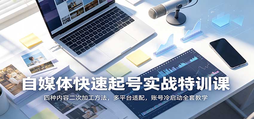 自媒体快速起号实战特训课:四种内容二次加工方法,多平台适配,账号冷启动全套教学-龙大资源