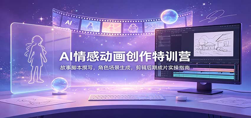 AI情感动画创作特训营:故事脚本撰写,角色场景生成,剪辑后期成片实操指南-龙大资源