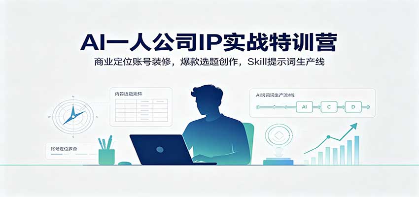 AI一人公司IP实战特训营:商业定位账号装修,爆款选题创作,Skill提示词生产线-龙大资源