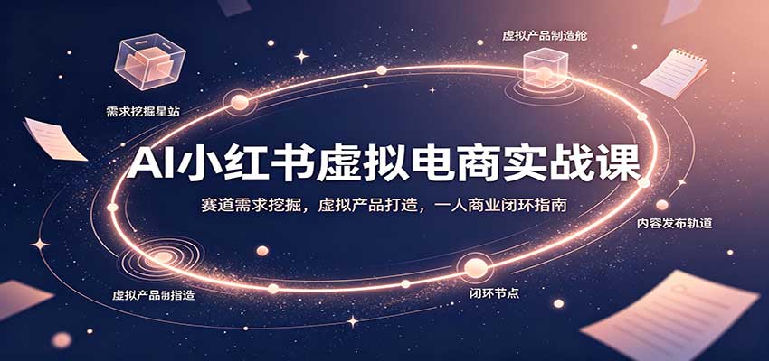 AI小红书虚拟电商实战课:赛道需求挖掘,虚拟产品打造,一人商业闭环指南-龙大资源