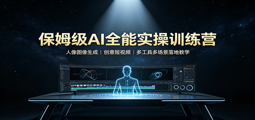 保姆级AI全能实操训练营:人像图像生成,创意短视频,多工具多场景落地教学-龙大资源