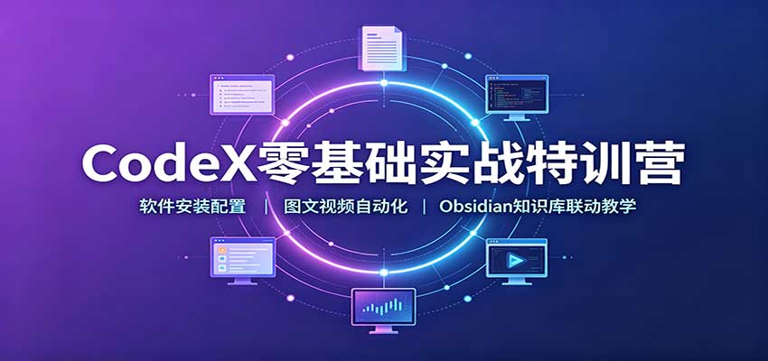 CodeX零基础实战特训营:软件安装配置,图文视频自动化,Obsidian知识库联动教学-龙大资源