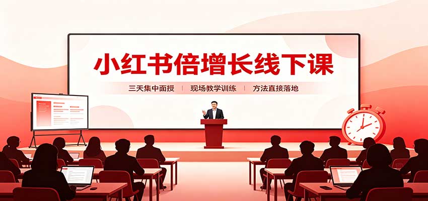 小红书倍增长线下课：三天集中面授，拆解选品、素材制作与起号全链路-龙大资源