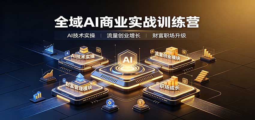 全域AI商业实战训练营：涵盖AI技术实操、流量创业、财富管理与职场成长全体系内容-龙大资源