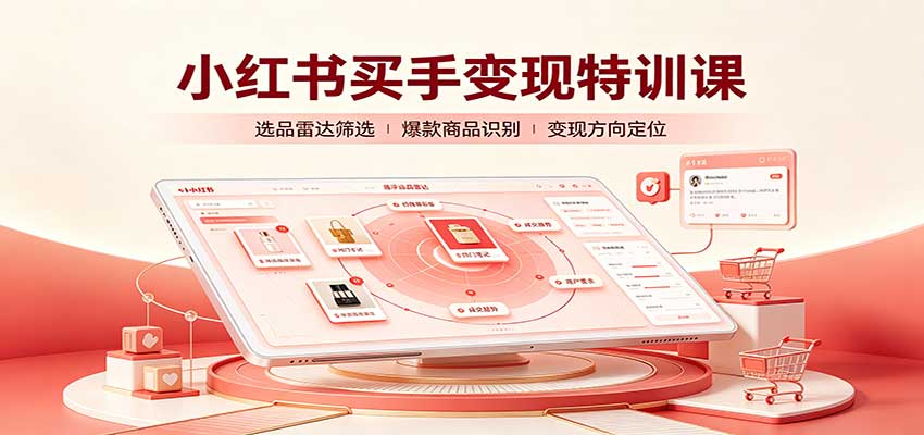 小红书买手变现特训课：账号定位养号起号，选品挂车，笔记标题封面全套教学-龙大资源