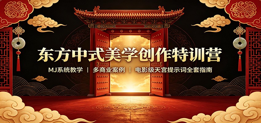 东方中式美学创作特训营:MJ系统教学,多商业案例,电影级天宫提示词全套指南-龙大资源