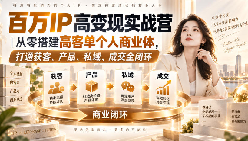 百万IP高变现实战营|从零搭建高客单个人商业体,打通获客、产品、私域、成交全闭环-龙大资源
