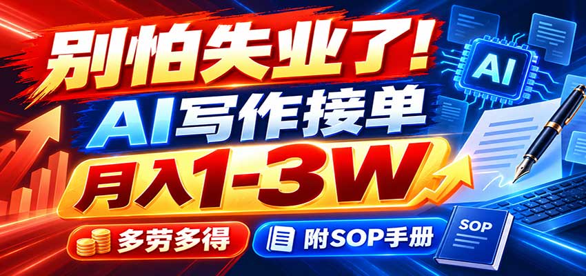 别怕失业了！AI写作接单月入1-3W，多劳多得，附SOP手册-龙大资源