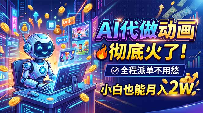 AI代做动画,彻底火了!全程派单不用愁,小白也能月入2W-龙大资源