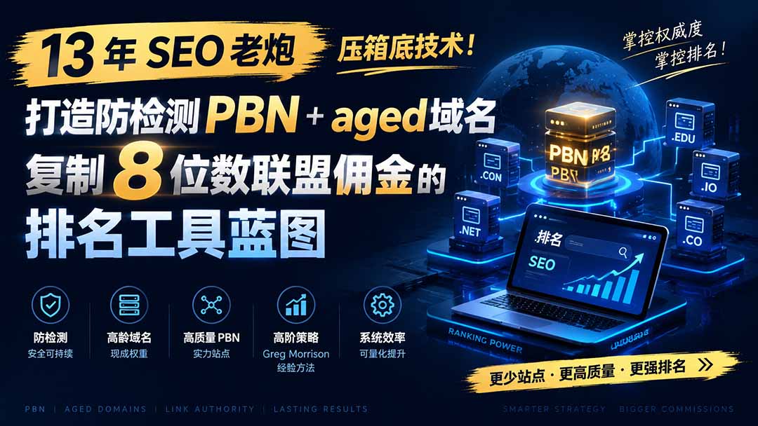 13 年 SEO 老炮压箱底技术!打造防检测 PBN+aged 域名,复制 8 位数联盟佣金的排名工具蓝图【原创双语字幕】-龙大资源