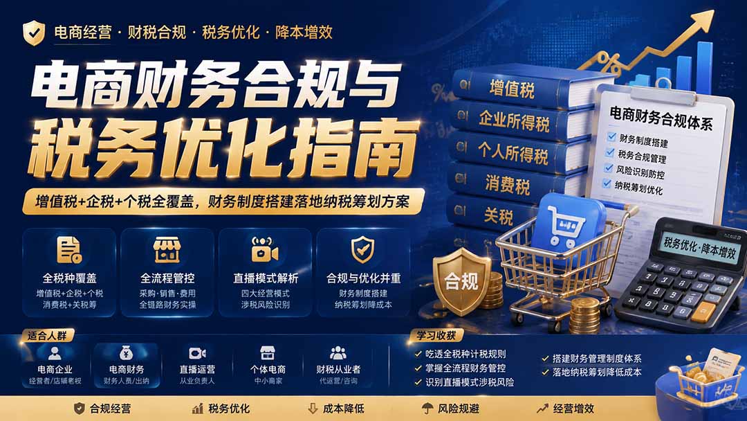 电商财务合规与税务优化指南:增值税+企税+个税全覆盖,财务制度搭建落地纳税筹划方案-龙大资源