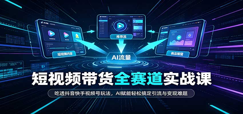 短视频带货全赛道：吃透抖音快手视频号玩法，AI赋能轻松搞定引流与变现难题-龙大资源