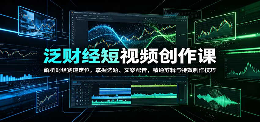 泛财经短视频创作课：解析财经赛道定位，掌握选题、文案配音，精通剪辑与特效制作技巧-龙大资源