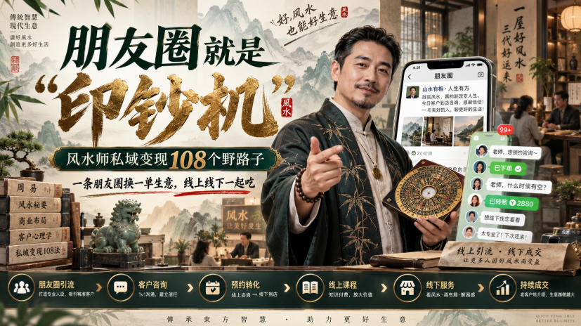朋友圈就是“印钞机”，风水师私域变现108个野路子，一条朋友圈换一单生意，线上线下一起吃【文档】-龙大资源