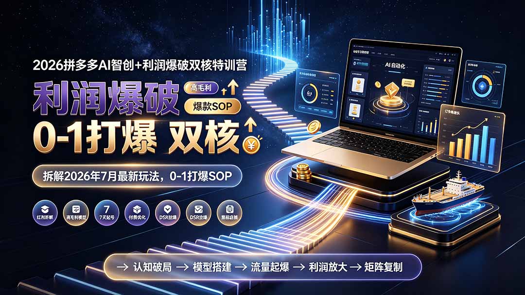 2026拼多多AI智创+利润爆破双核特训营-更新:拆解2026年7月最新玩法,0-1打爆SOP-龙大资源