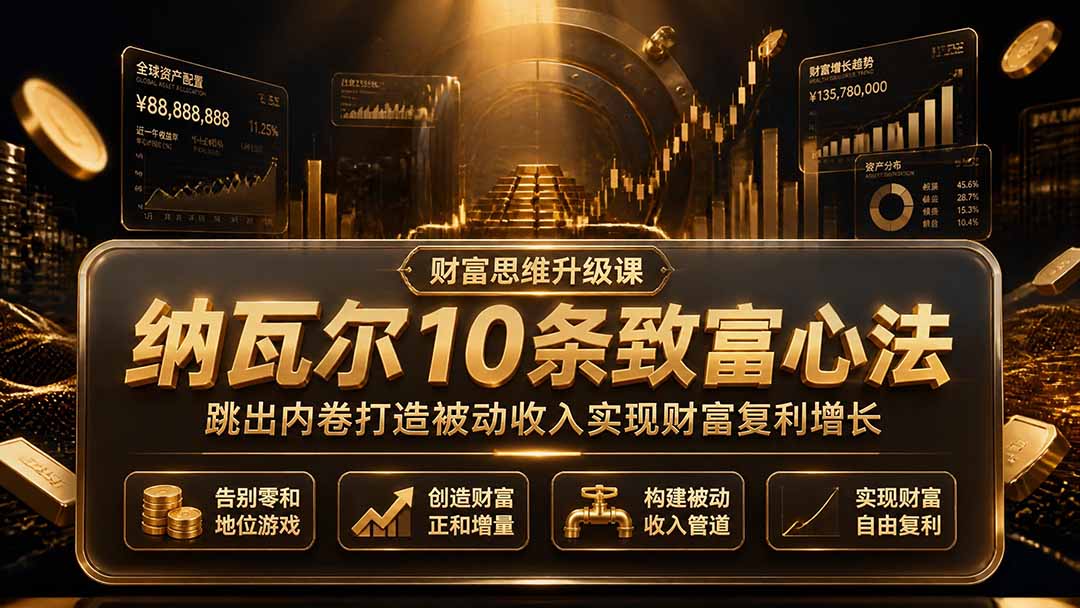 付费文章:纳瓦尔10条致富心法,跳出内卷打造被动收入实现财富复利增长-龙大资源