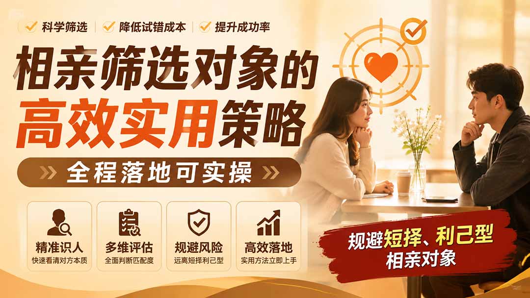 付费文章:相亲筛选对象的高效实用策略,全程落地可实操,规避短择、利己型相亲对象-龙大资源