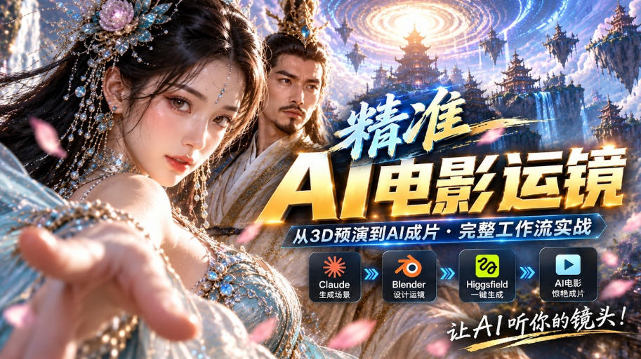 AI视频终于能精准运镜了！Claude+Blender+Higgsfield免费插件实测-龙大资源