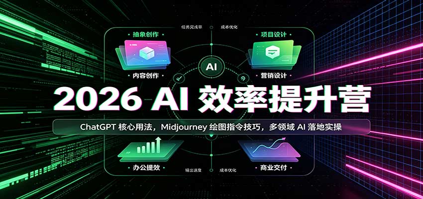 2026 AI效率提升营：ChatGPT核心用法，Midjourney绘图指令技巧，多领域AI落地实操-龙大资源
