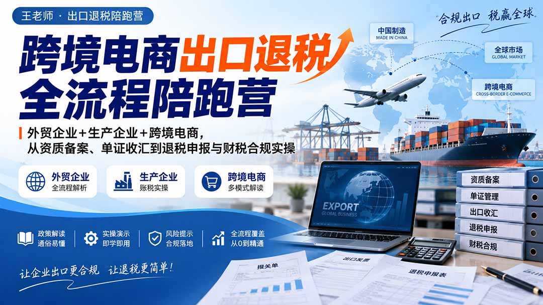 跨境电商出口退税全流程陪跑营｜外贸企业+生产企业+跨境电商，从资质备案、单证收汇到退税申报与财税合规实操-龙大资源