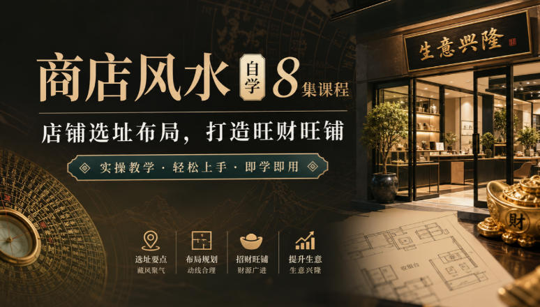 商店风水自学8集课程|店铺选址布局,打造旺财旺铺实操教学-龙大资源
