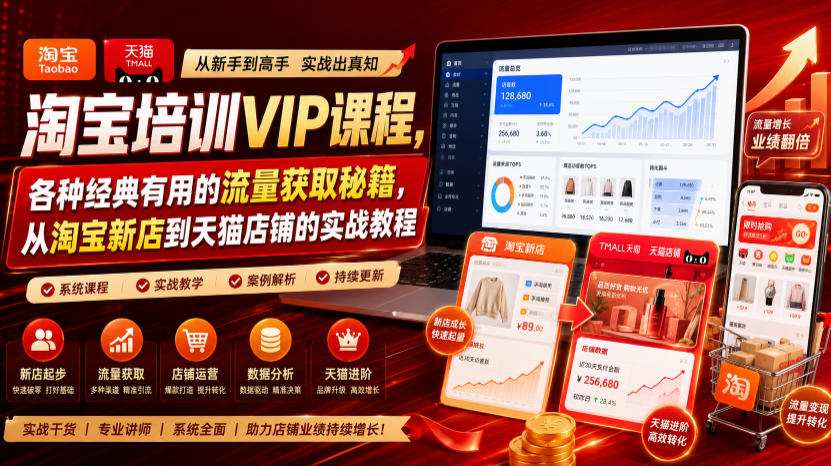 淘宝培训VIP课程，各种经典有用的流量获取秘籍，从淘宝新店到天猫店铺的实战教程(更新09月17日)-龙大资源