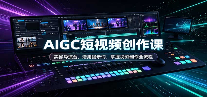 AIGC短视频创作课：实操导演台，活用提示词，掌握视频制作全流程-龙大资源