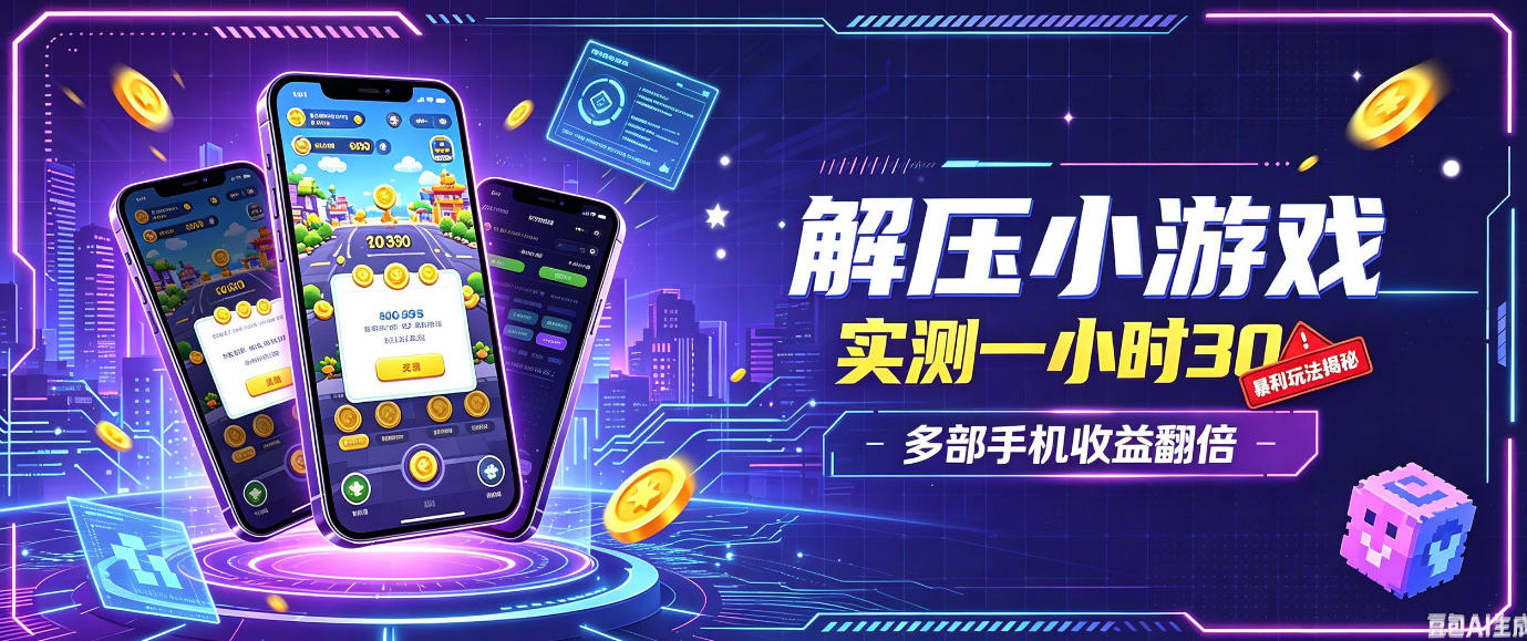 小游戏全流程玩法，实测一小时搞30，简单无脑解压，当天做当天就能看到进账，直接冲就行【揭秘】-龙大资源
