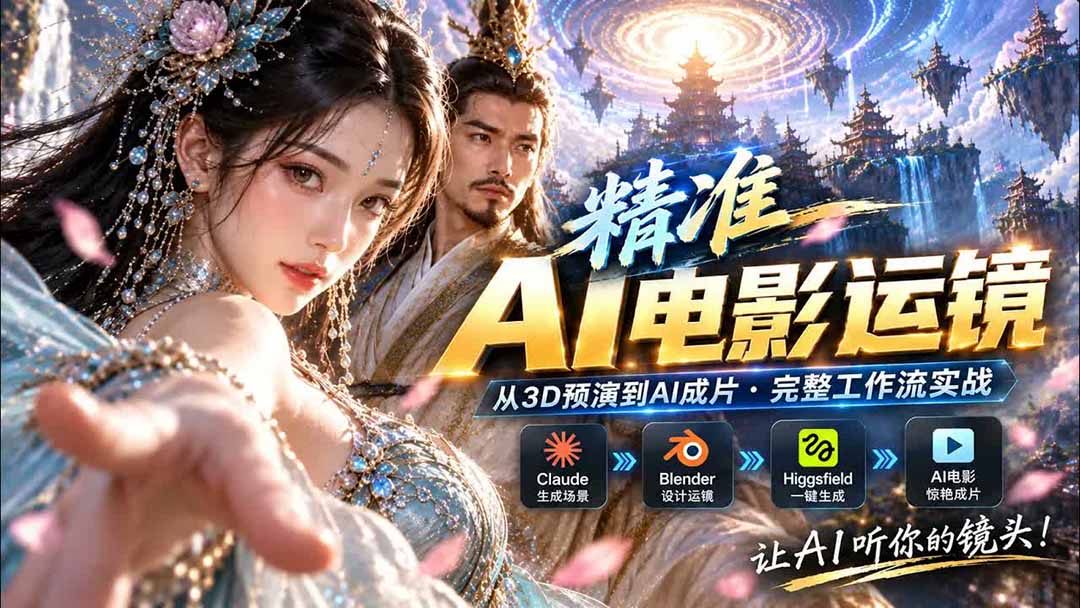AI视频终于能精准运镜了!Claude + Blender + Higgsfield 免费插件实测-龙大资源
