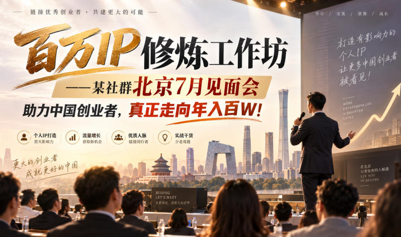 百万IP修炼工作坊——某社群北京7月见面会，助力中国创业者，真正走向年入百W!-龙大资源